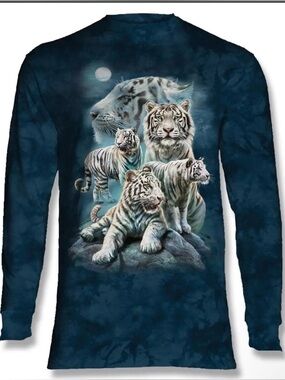 🐯🤍🐯NWOT 3XL The Mountain Night Tiger Collage Classic Long Sleeve Cotton T-Shirt